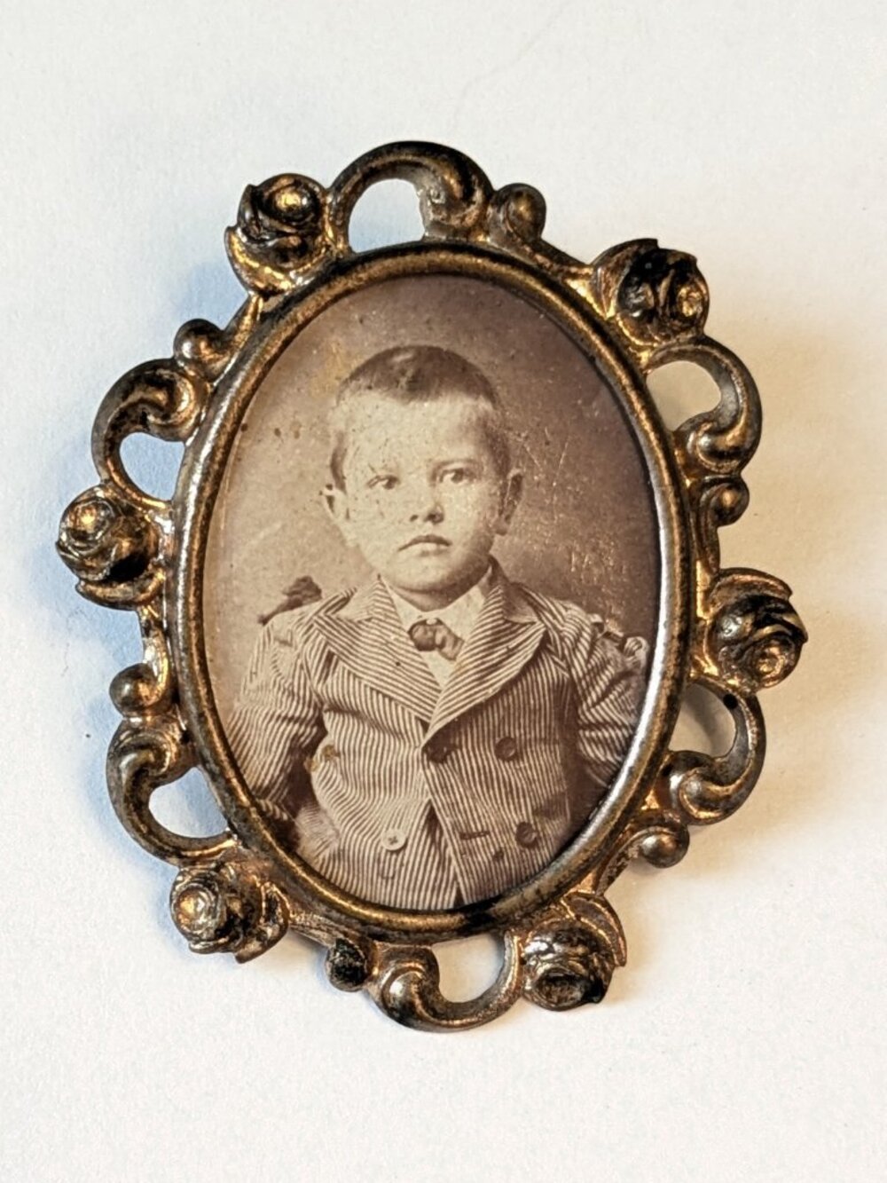 Antique 1900s Victorian Child Portrait Brooch Pin